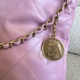 CHANEL Handbag Chanel 22 Pink Shiny Calfskin Quilted Drawstring Bag Small GHW -Knockoff
