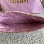 CHANEL Handbag Chanel 22 Pink Shiny Calfskin Quilted Drawstring Bag Small GHW -Knockoff
