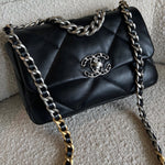 CHANEL Handbag Chanel 22C Black Lambskin Quilted 19 Flap Small MHW -Knockoff
