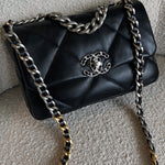 CHANEL Handbag Chanel 22C Black Lambskin Quilted 19 Flap Small MHW -Knockoff
