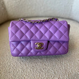 CHANEL Handbag Chanel 22S Light Purple Lambskin Quilted Mini Rectangular Single Flap LGHW -Knockoff
