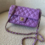 CHANEL Handbag Chanel 22S Light Purple Lambskin Quilted Mini Rectangular Single Flap LGHW -Knockoff
