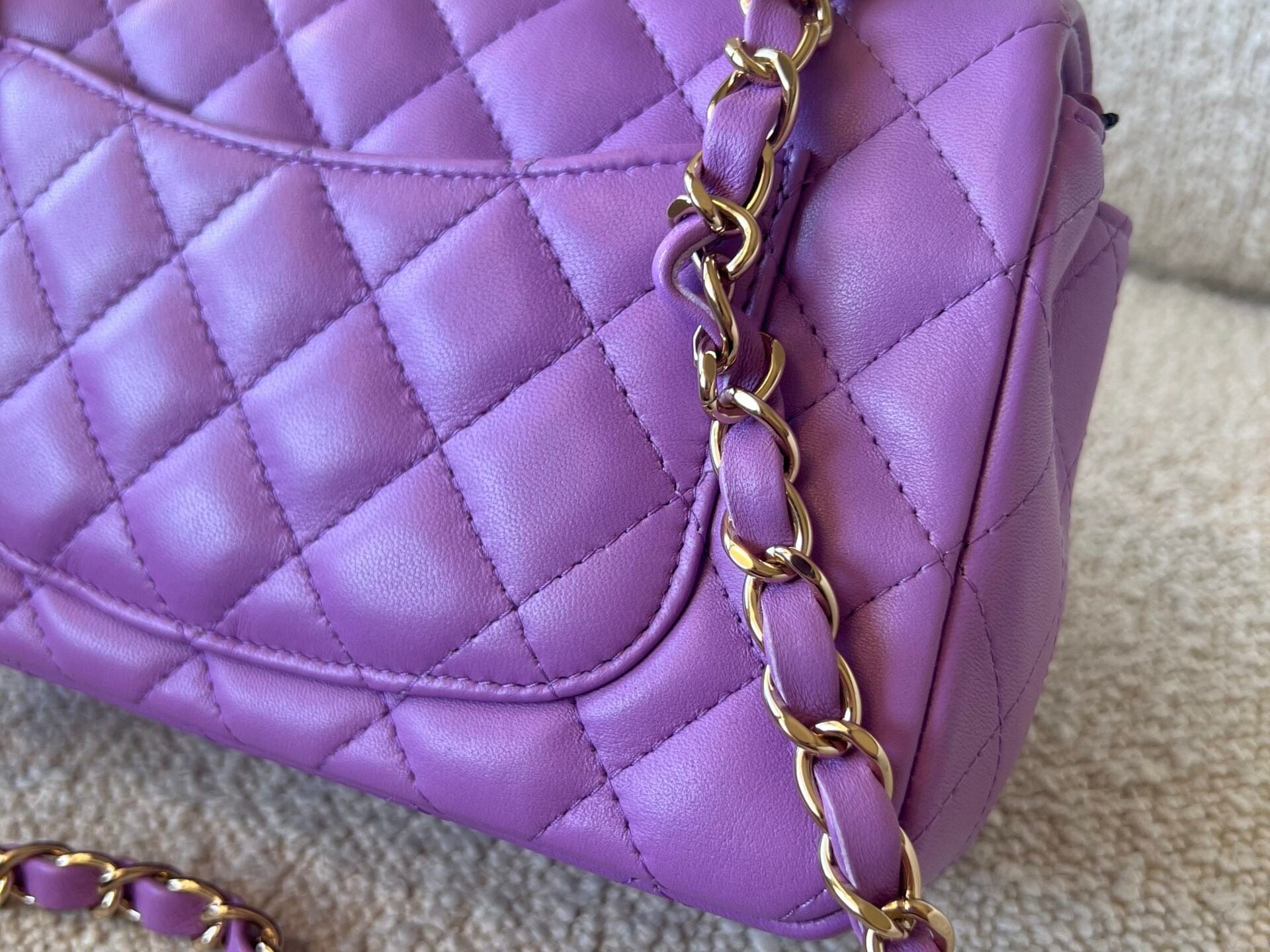 CHANEL Handbag Chanel 22S Light Purple Lambskin Quilted Mini Rectangular Single Flap LGHW -Knockoff
