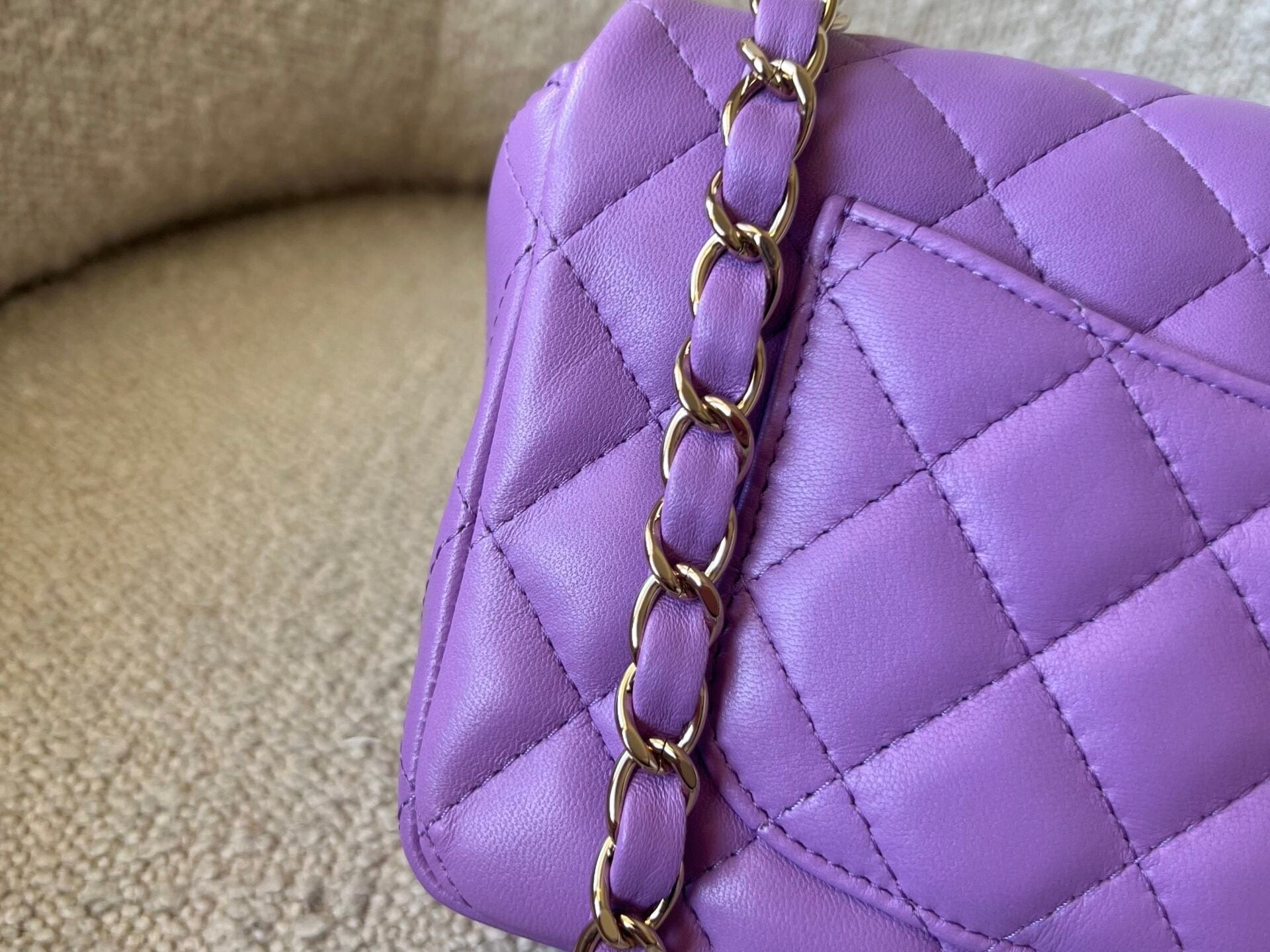 CHANEL Handbag Chanel 22S Light Purple Lambskin Quilted Mini Rectangular Single Flap LGHW -Knockoff
