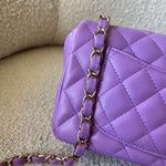 CHANEL Handbag Chanel 22S Light Purple Lambskin Quilted Mini Rectangular Single Flap LGHW -Knockoff
