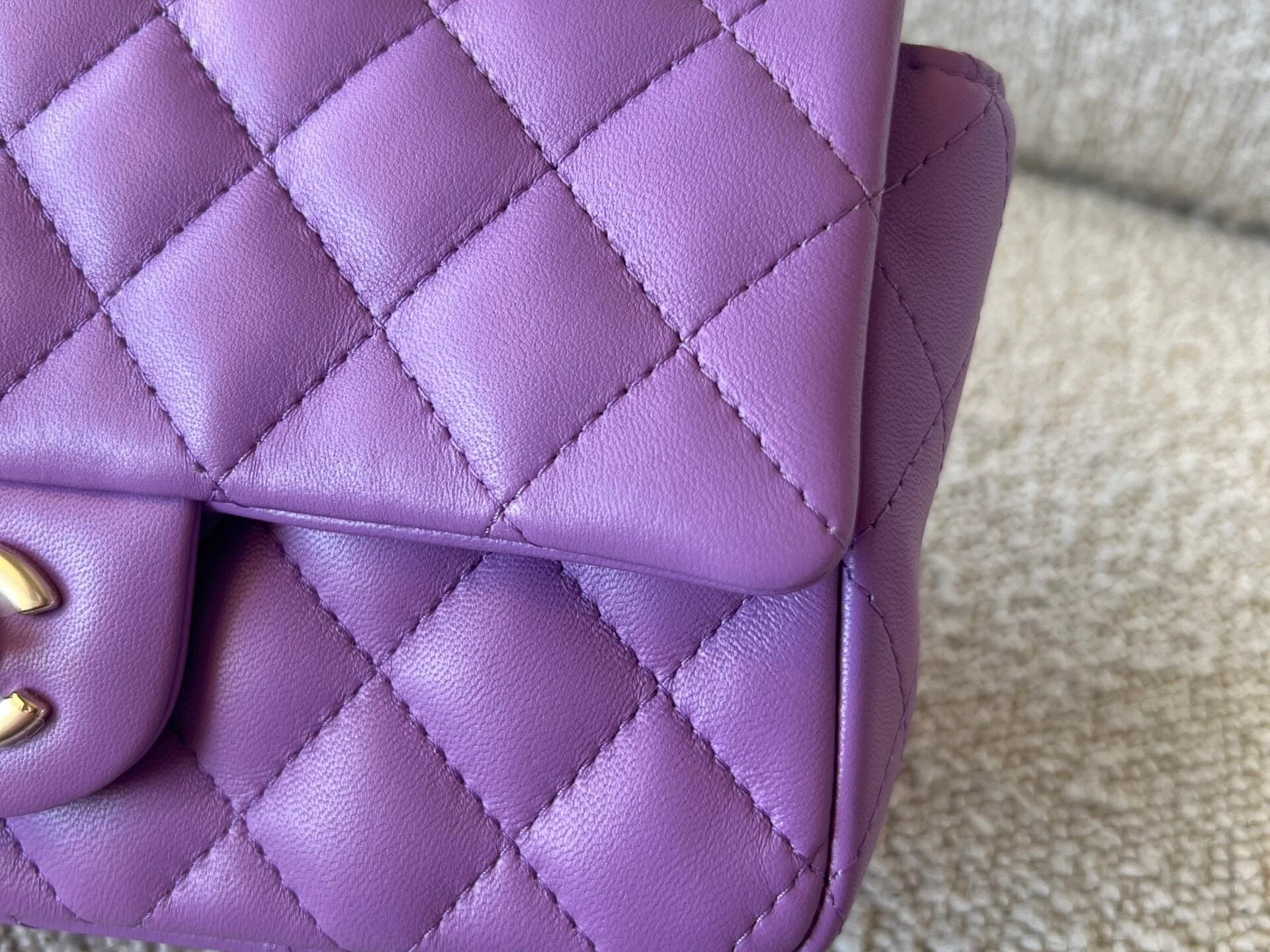 CHANEL Handbag Chanel 22S Light Purple Lambskin Quilted Mini Rectangular Single Flap LGHW -Knockoff
