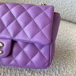 CHANEL Handbag Chanel 22S Light Purple Lambskin Quilted Mini Rectangular Single Flap LGHW -Knockoff
