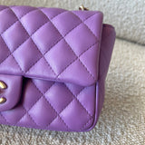 CHANEL Handbag Chanel 22S Light Purple Lambskin Quilted Mini Rectangular Single Flap LGHW -Knockoff
