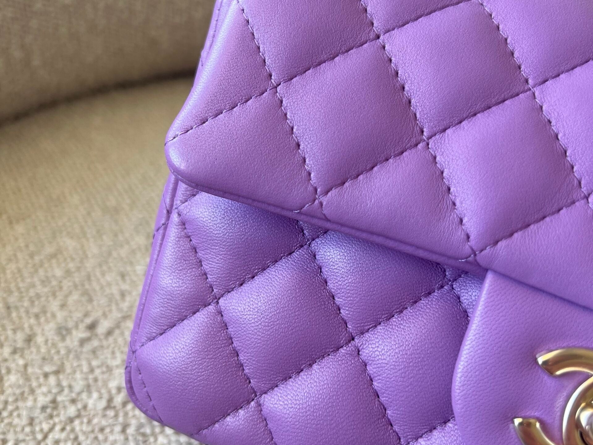 CHANEL Handbag Chanel 22S Light Purple Lambskin Quilted Mini Rectangular Single Flap LGHW -Knockoff
