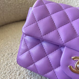 CHANEL Handbag Chanel 22S Light Purple Lambskin Quilted Mini Rectangular Single Flap LGHW -Knockoff
