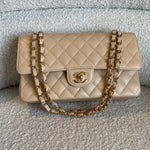 CHANEL Handbag Chanel Beige Clair Caviar Quilted Classic Flap  Medium GHW -Knockoff
