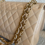 CHANEL Handbag Chanel Beige Clair Caviar Quilted Classic Flap  Medium GHW -Knockoff
