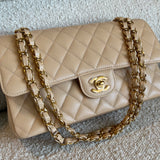 CHANEL Handbag Chanel Beige Clair Caviar Quilted Classic Flap  Medium GHW -Knockoff
