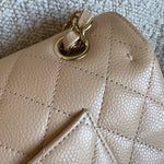 CHANEL Handbag Chanel Beige Clair Caviar Quilted Classic Flap  Medium GHW -Knockoff
