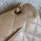 CHANEL Handbag Chanel Beige Clair Caviar Quilted Classic Flap  Medium GHW -Knockoff
