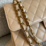 CHANEL Handbag Chanel Beige Clair Caviar Quilted Classic Flap  Medium GHW -Knockoff
