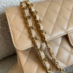 CHANEL Handbag Chanel Beige Clair Caviar Quilted Classic Flap  Medium GHW -Knockoff
