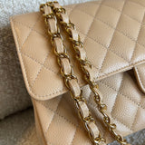 CHANEL Handbag Chanel Beige Clair Caviar Quilted Classic Flap  Medium GHW -Knockoff
