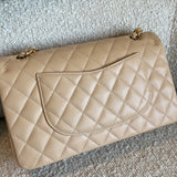 CHANEL Handbag Chanel Beige Clair Caviar Quilted Classic Flap  Medium GHW -Knockoff
