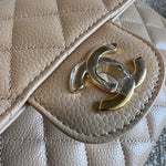 CHANEL Handbag Chanel Beige Clair Caviar Quilted Classic Flap  Medium GHW -Knockoff
