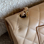 CHANEL Handbag Chanel Beige Clair Caviar Quilted Classic Flap  Medium GHW -Knockoff
