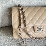 CHANEL Handbag Chanel Beige Clair Caviar Quilted Classic Flap Medium SHW -Knockoff
