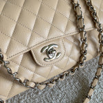 CHANEL Handbag Chanel Beige Clair Caviar Quilted Classic Flap Medium SHW -Knockoff
