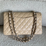 CHANEL Handbag Chanel Beige Clair Caviar Quilted Classic Flap Medium SHW -Knockoff
