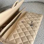 CHANEL Handbag Chanel Beige Clair Caviar Quilted Classic Flap Medium SHW -Knockoff
