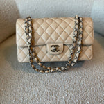 CHANEL Handbag Chanel Beige Clair Caviar Quilted Classic Flap Medium SHW -Knockoff
