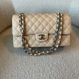 CHANEL Handbag Chanel Beige Clair Caviar Quilted Classic Flap Medium SHW -Knockoff
