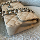 CHANEL Handbag Chanel Beige Clair Caviar Quilted Classic Flap Medium SHW -Knockoff
