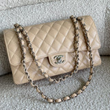 CHANEL Handbag Chanel Beige Clair Caviar Quilted Classic Flap Medium SHW -Knockoff
