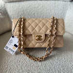 CHANEL Handbag Chanel Beige Clair Caviar Quilted Small Classic Double Flap Gold Hardware -Knockoff
