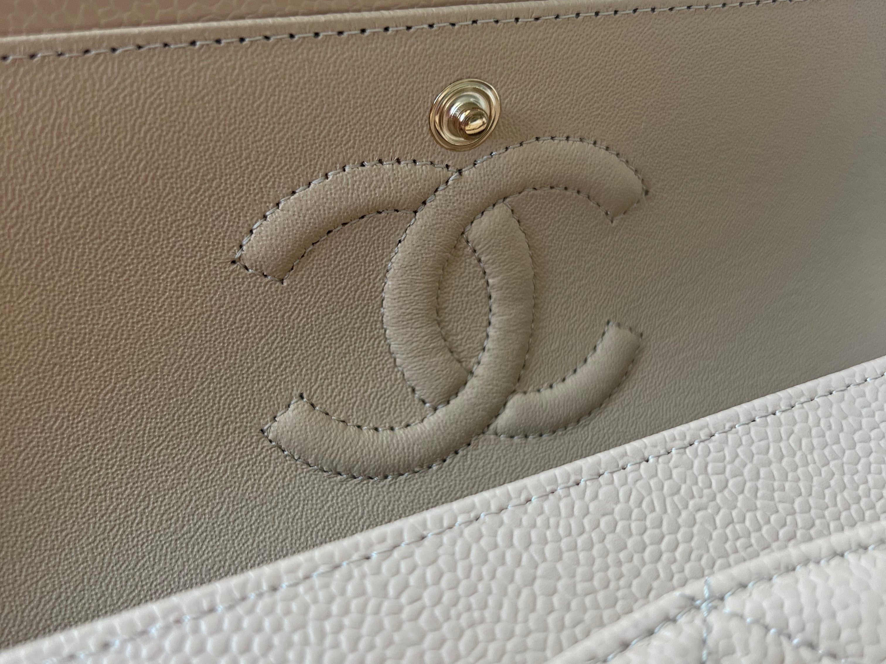 CHANEL Handbag Chanel Beige Clair Caviar Quilted Small Classic Double Flap Gold Hardware -Knockoff
