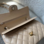 CHANEL Handbag Chanel Beige Clair Caviar Quilted Small Classic Double Flap Gold Hardware -Knockoff
