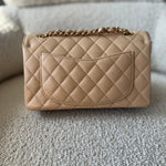 CHANEL Handbag Chanel Beige Clair Caviar Quilted Small Classic Double Flap Gold Hardware -Knockoff
