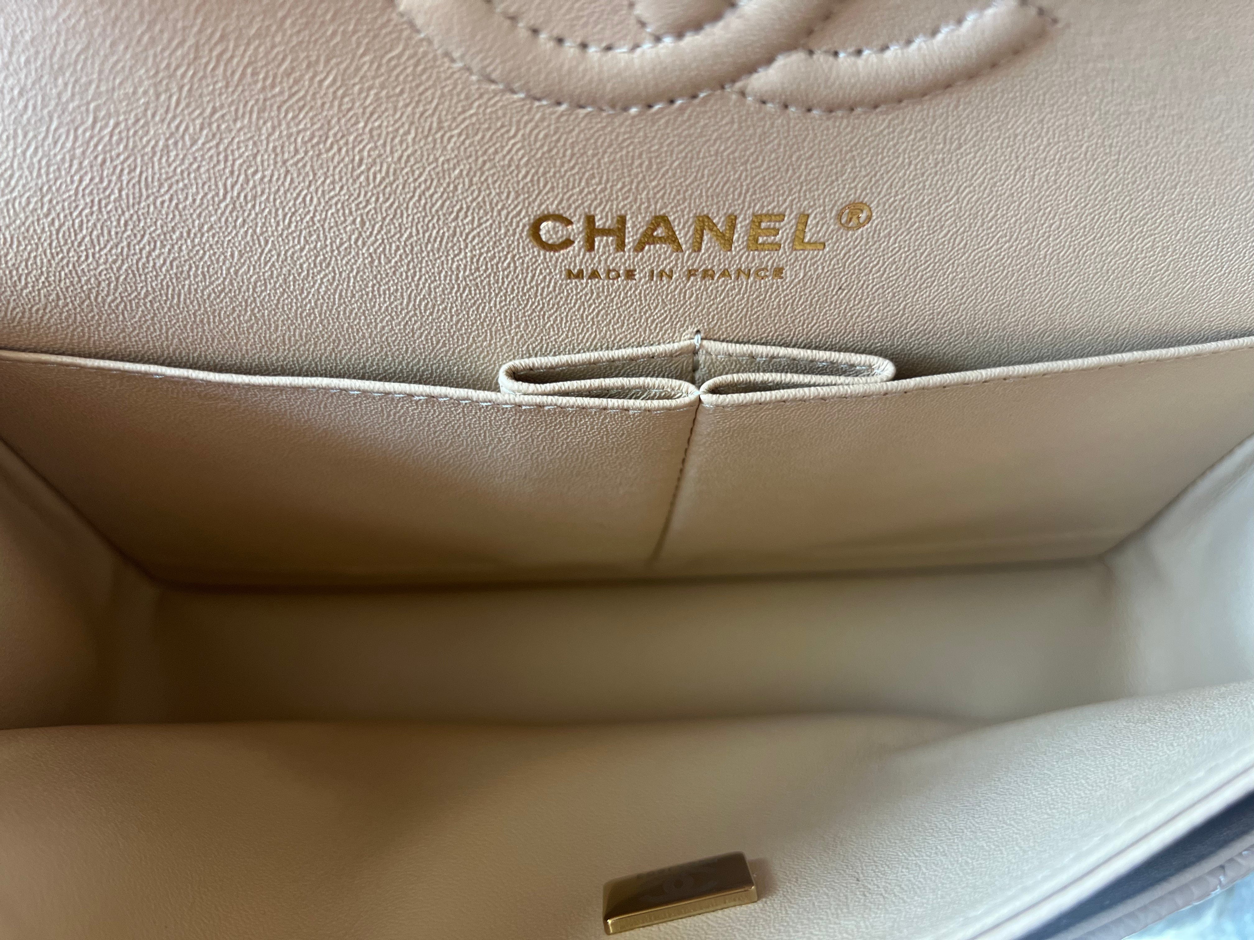 CHANEL Handbag Chanel Beige Clair Caviar Quilted Small Classic Double Flap Gold Hardware -Knockoff
