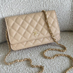 CHANEL Handbag Chanel Beige Clair Caviar Quilted Wallet on Chain GHW -Knockoff
