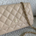 CHANEL Handbag Chanel Beige Clair Caviar Quilted Wallet on Chain GHW -Knockoff
