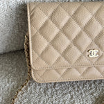 CHANEL Handbag Chanel Beige Clair Caviar Quilted Wallet on Chain GHW -Knockoff
