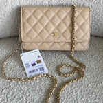 CHANEL Handbag Chanel Beige Clair Caviar Quilted Wallet on Chain GHW -Knockoff
