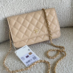 CHANEL Handbag Chanel Beige Clair Caviar Quilted Wallet on Chain GHW -Knockoff
