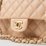 CHANEL Handbag Chanel Beige Lambskin Quilted Classic Flap Medium AGHW -Knockoff
