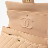 CHANEL Handbag Chanel Beige Lambskin Quilted Classic Flap Medium AGHW -Knockoff
