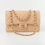 CHANEL Handbag Chanel Beige Lambskin Quilted Classic Flap Medium AGHW -Knockoff
