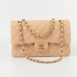 CHANEL Handbag Chanel Beige Lambskin Quilted Classic Flap Medium AGHW -Knockoff
