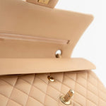 CHANEL Handbag Chanel Beige Lambskin Quilted Classic Flap Medium AGHW -Knockoff
