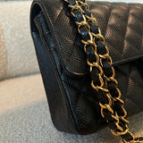 CHANEL Handbag Chanel Black Caviar Quilted Classic Double Flap Medium Gold Hardware -Knockoff
