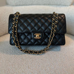 CHANEL Handbag Chanel Black Caviar Quilted Classic Double Flap Medium Gold Hardware -Knockoff
